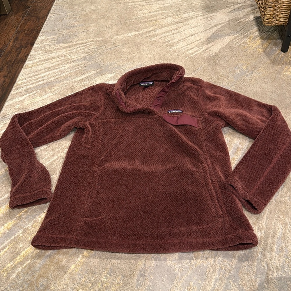 Patagonia‎ Shirt Womens Medium Worn Wear Lightweight Snap-T Fleece Brown EUC